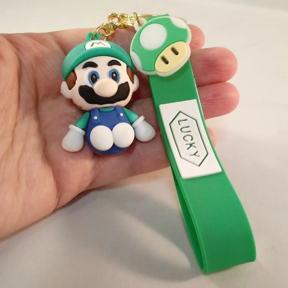 Super Mario Luigi Super Mushroom Key Chain Key Ring Nintendo Figurine Keychain